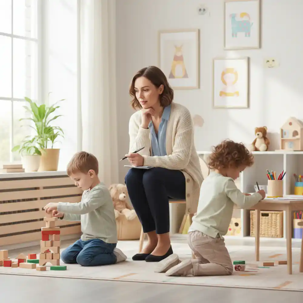 Child psychologist observing play